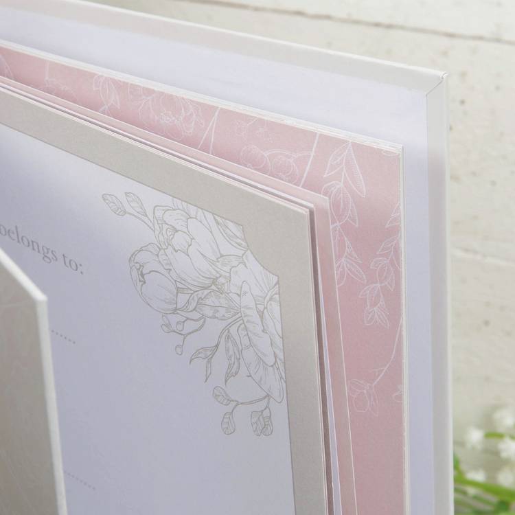 Amore wedding journal pastel grey floral cover - British product