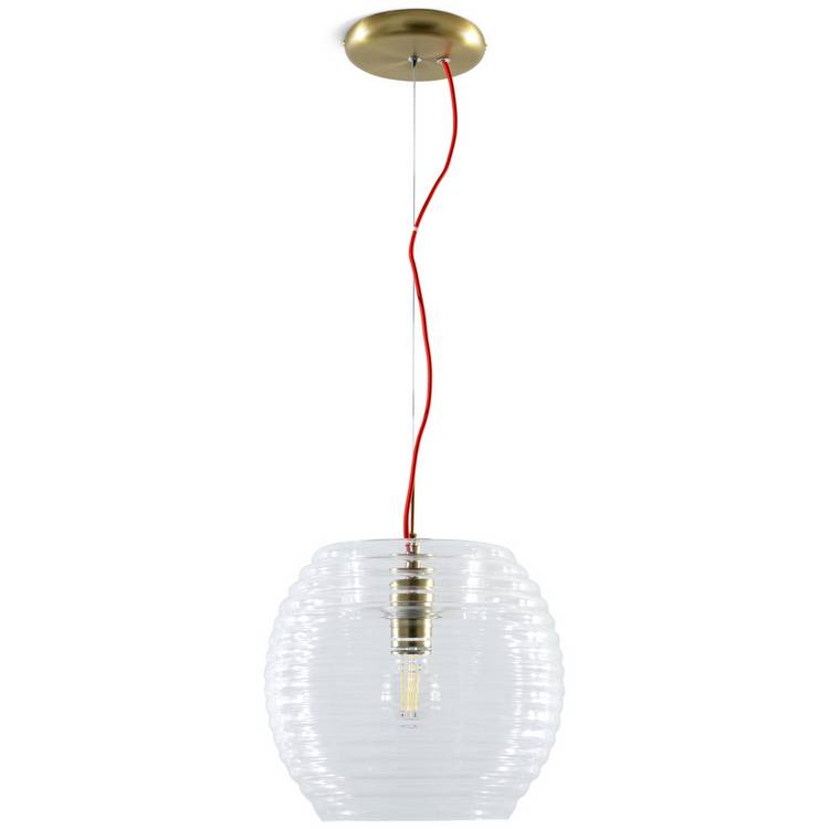 Habitat Hub pendant light brass ribbed glass adjustable drop - British product