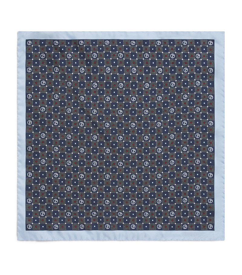 Giorgio Armani silk monogram pocket square 33cm, imported from the UK