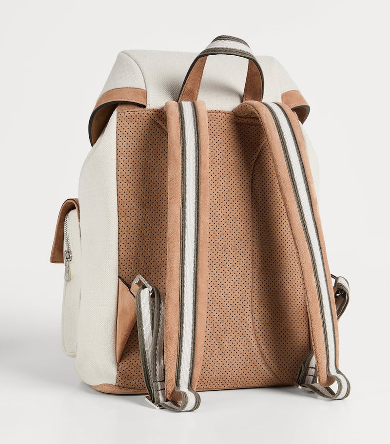 Brunello Cucinelli kids backpack with leather trims, imported from the UK