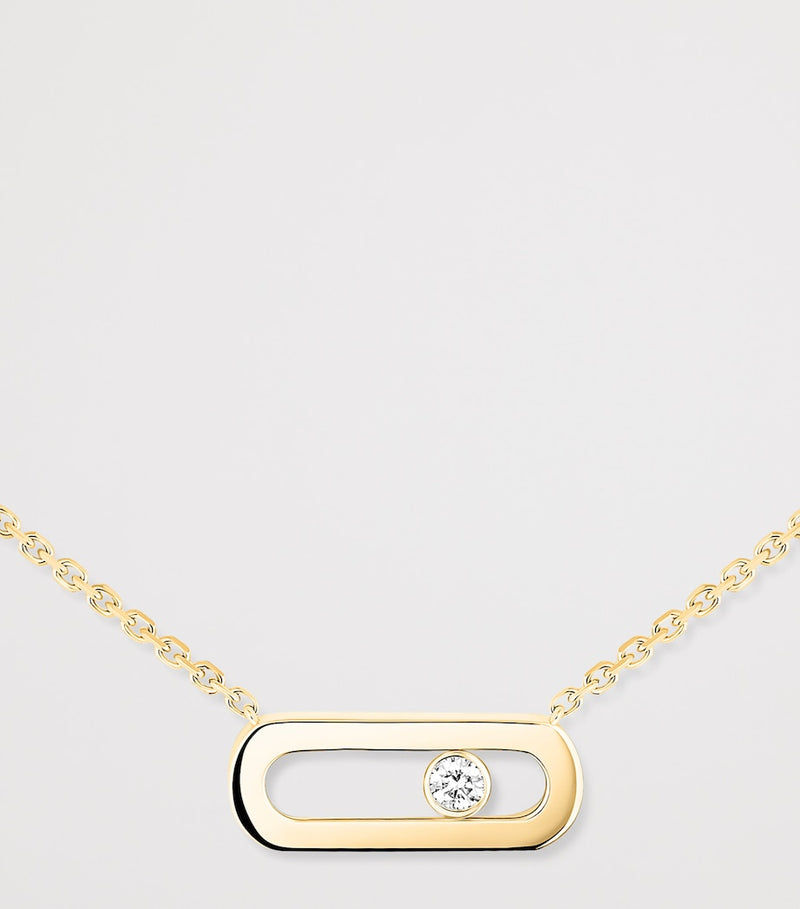 Messika Move Uno yellow gold and diamond necklace 0.02ct, imported from the UK