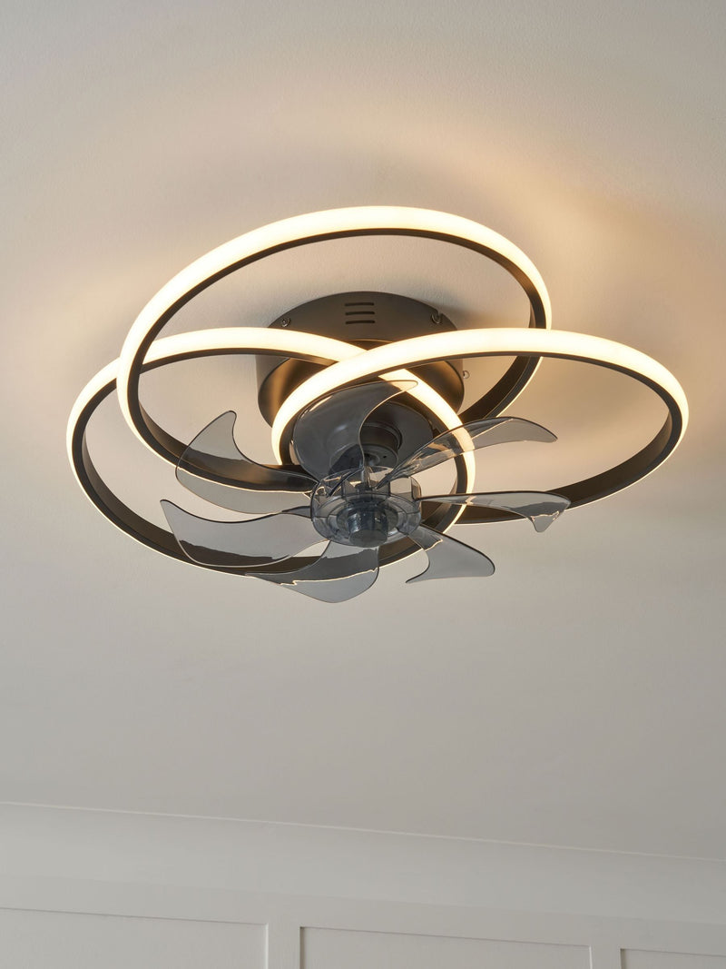 Cascade Trinity black LED ceiling fan light (British brand)