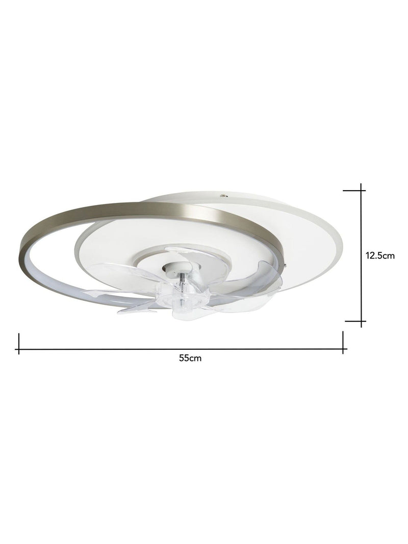 Cascade ceiling fan light in satin brass, UK version