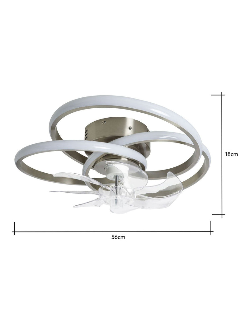 Cascade Trinity LED ceiling fan light satin nickel finish, imported from the UK