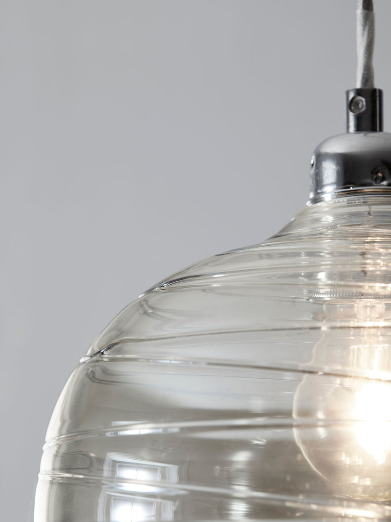 Smoke Grey Drizzle pendant lamp shade, hand-drizzled glass (British brand)