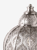 Silver Marrakech table lamp with brushed chrome filigree, UK version