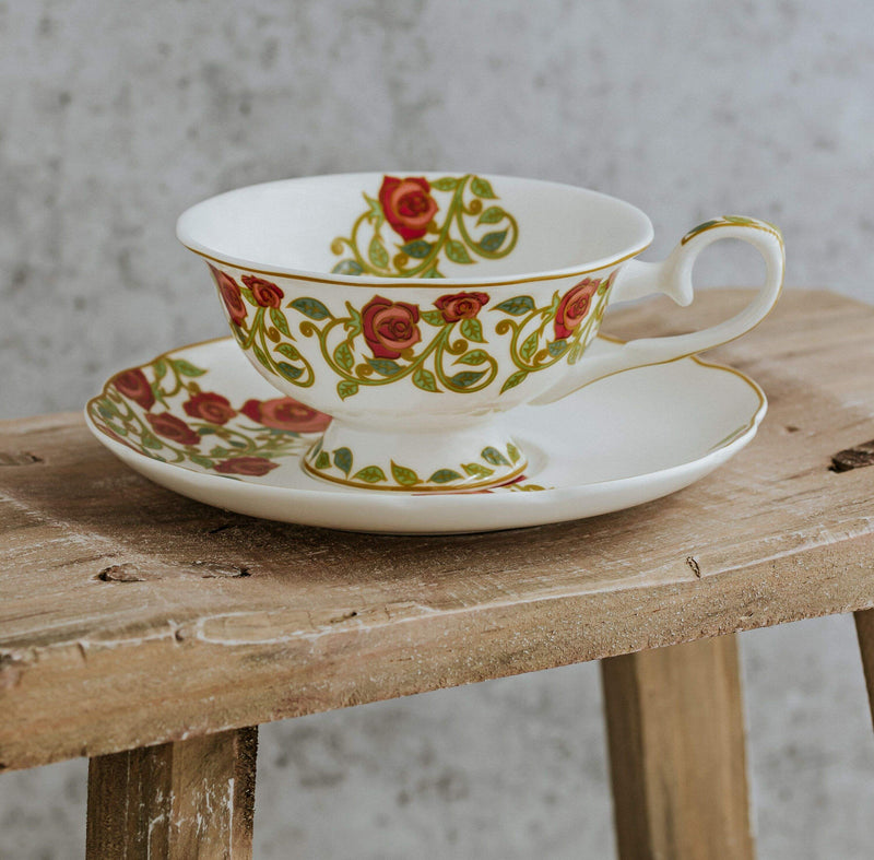 Whittard English Rose teacup and saucer 100ml, imported from the UK