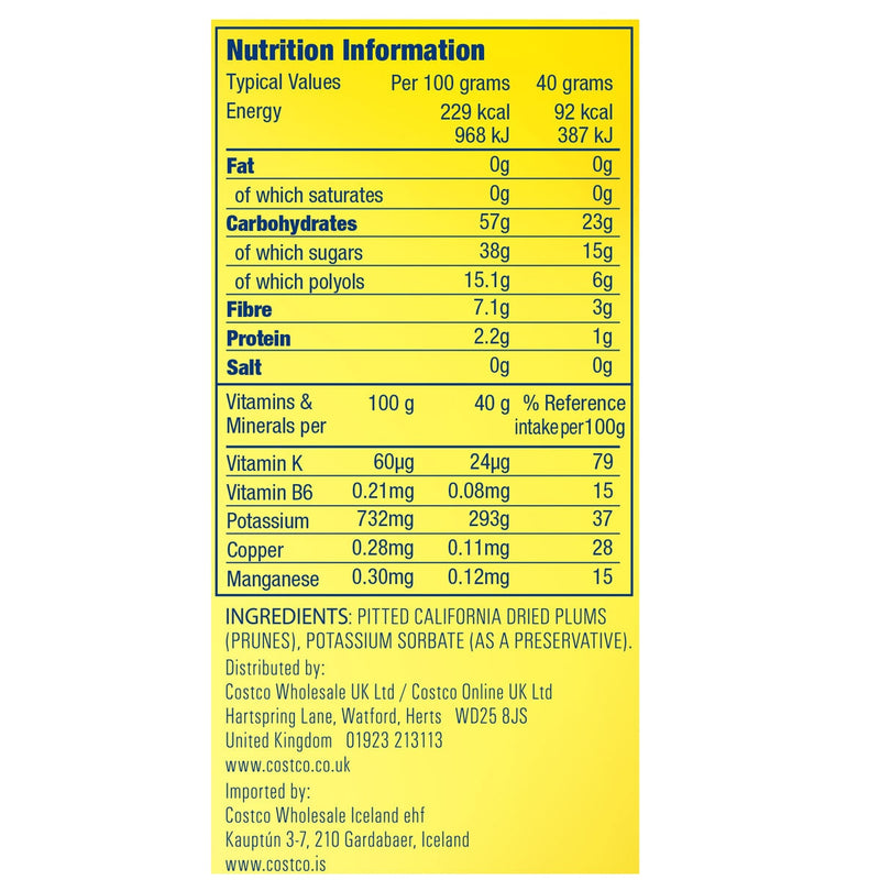 Kirkland Signature Sunsweet pitted dried plums 1.59kg, UK version