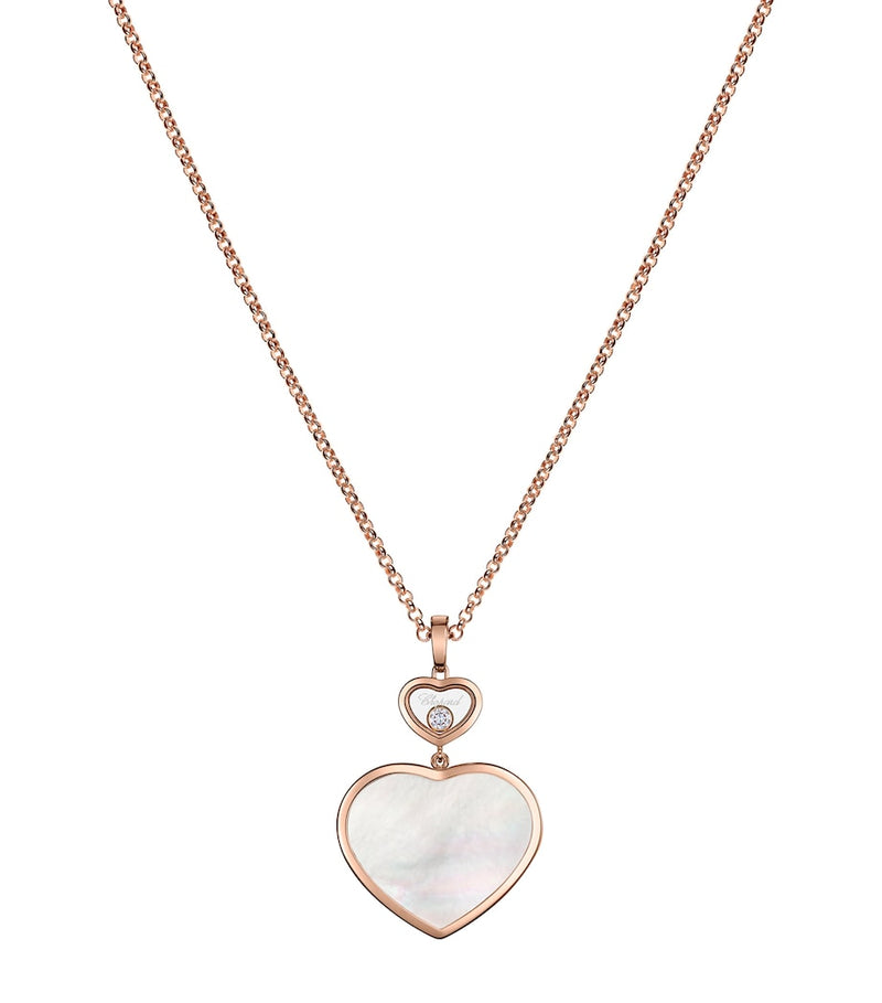 Chopard Happy Hearts pendant necklace rose gold mother-of-pearl diamond, imported from the UK