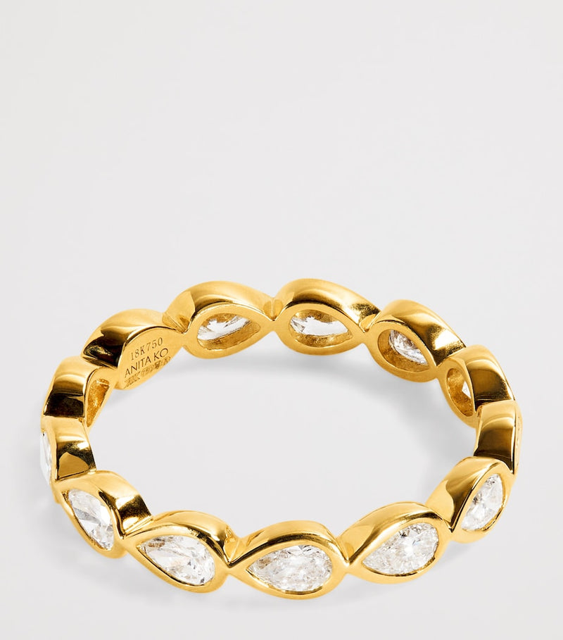 Anita Ko yellow gold diamond bezeled ring, UK version