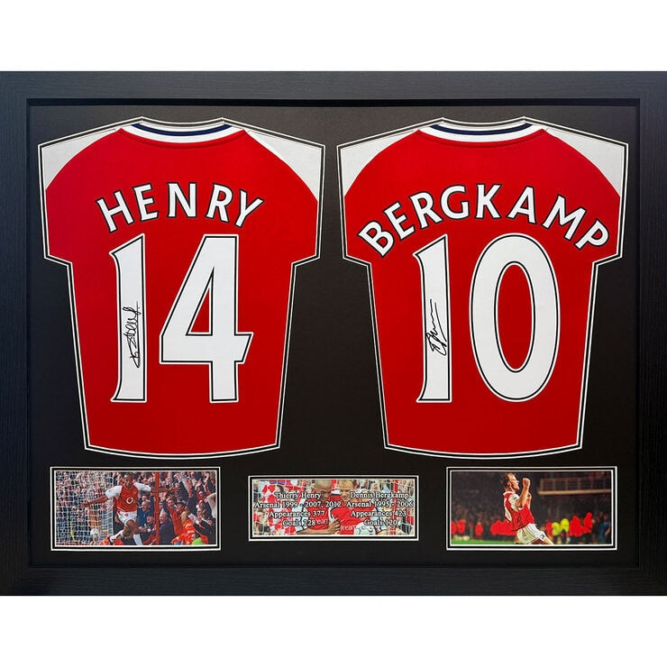 Allstarsignings signed framed Arsenal shirts Henry Bergkamp, UK version