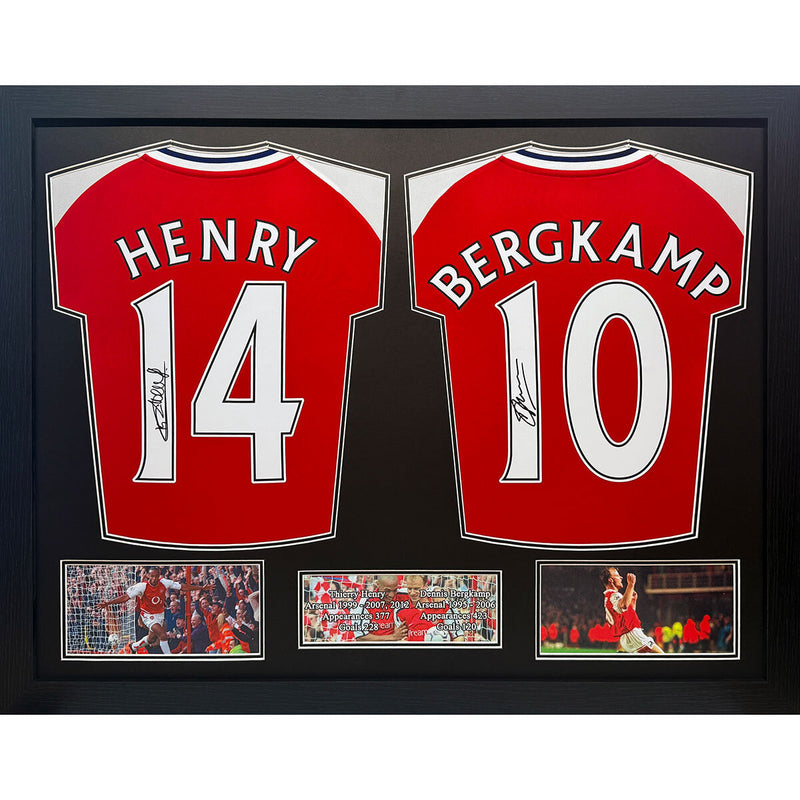 Allstarsignings signed framed Arsenal shirts Henry Bergkamp, UK version