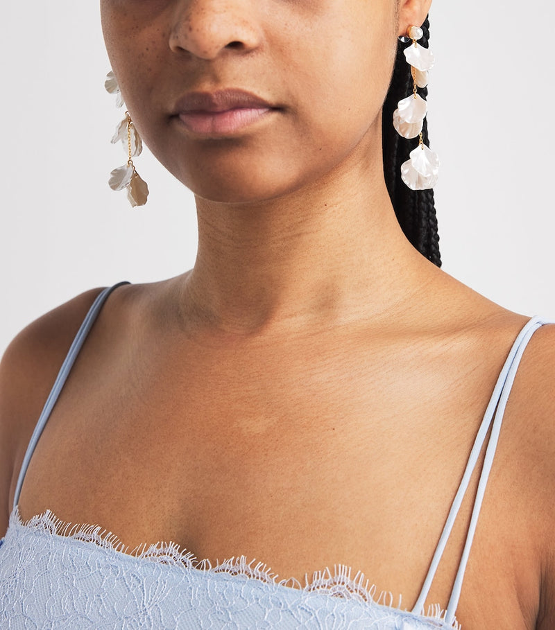 Self-Portrait faux pearl petal drop earrings (British brand)