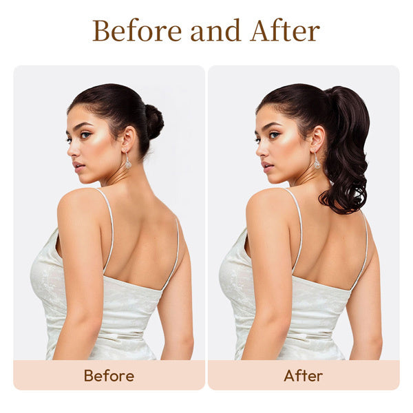 Livingandhome wavy ponytail hair extension dark brown 30cm, UK version