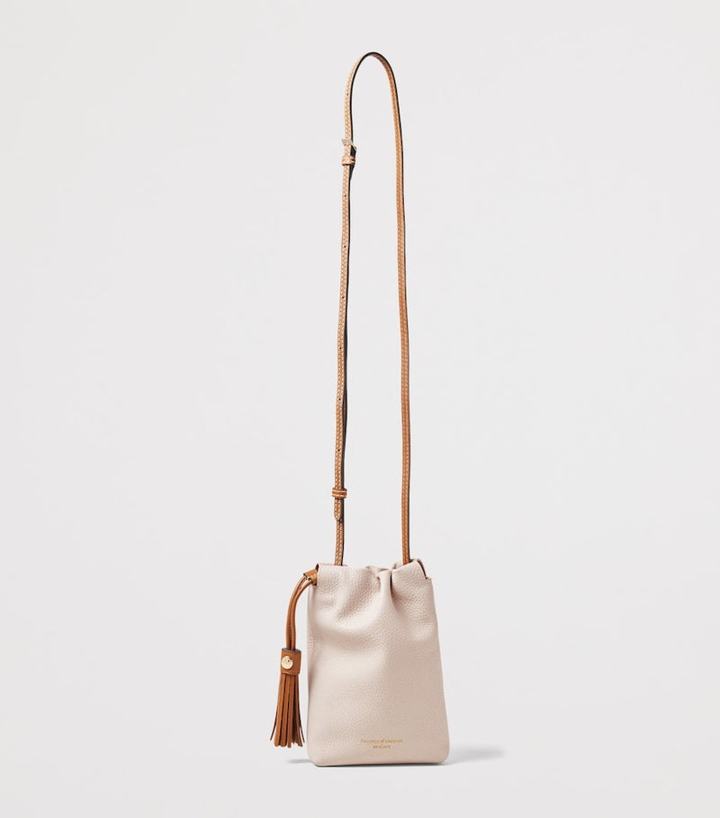 Aspinal of London Soho cross-body pouch in grained leather (British brand)
