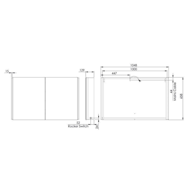 Tavistock Endure 2 Door Mirror Cabinet 65.8x104.8x12.9 cm, UK version