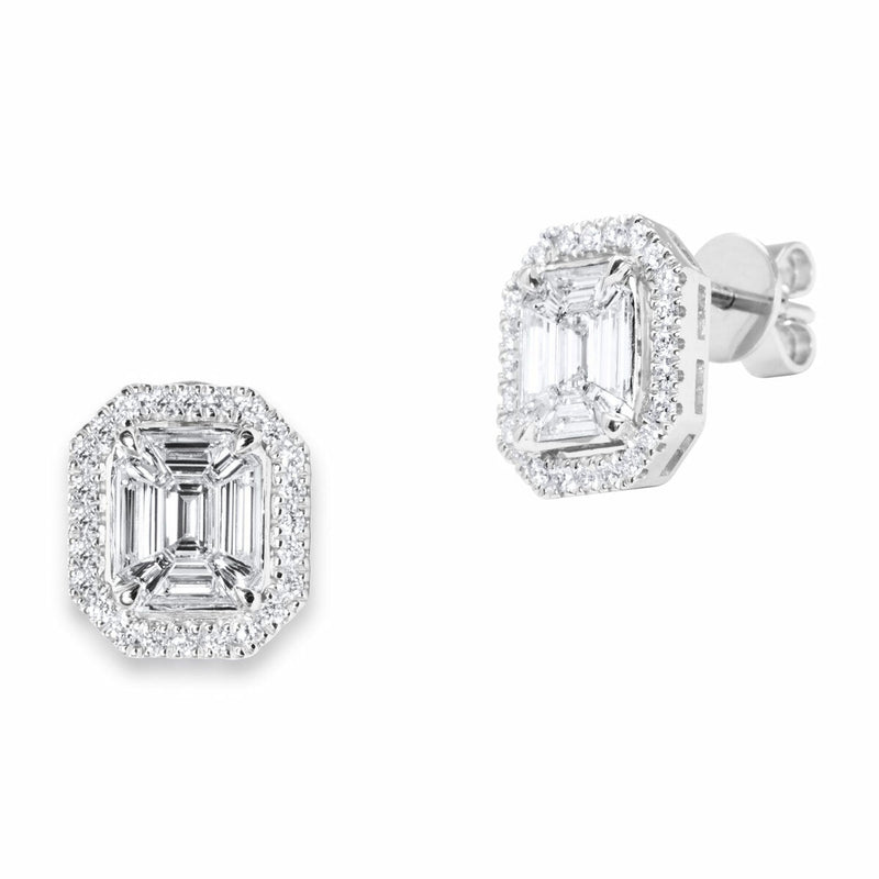 Costco 1ct round brilliant and baguette diamond earrings, UK version