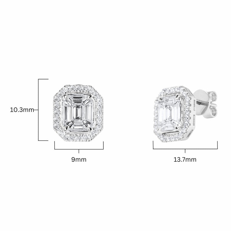 Costco 1ct round brilliant and baguette diamond earrings, UK version