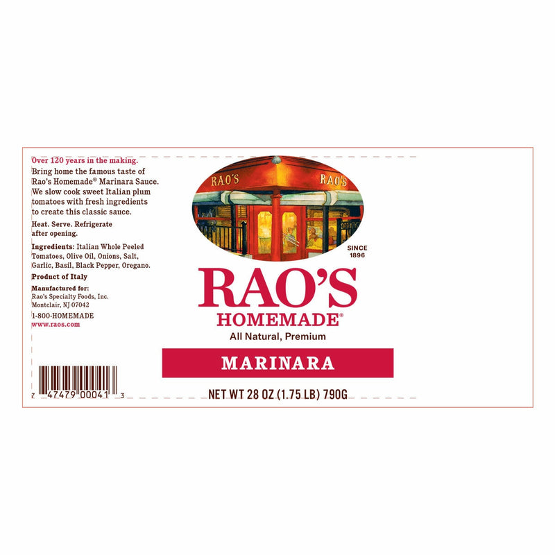 Rao's Homemade marinara sauce 2 x 790g, UK version