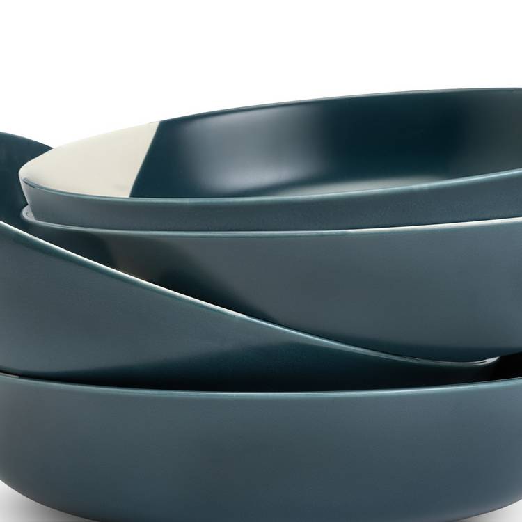 Habitat x Scion Lohko blue stoneware pasta bowls set 4 piece, UK version