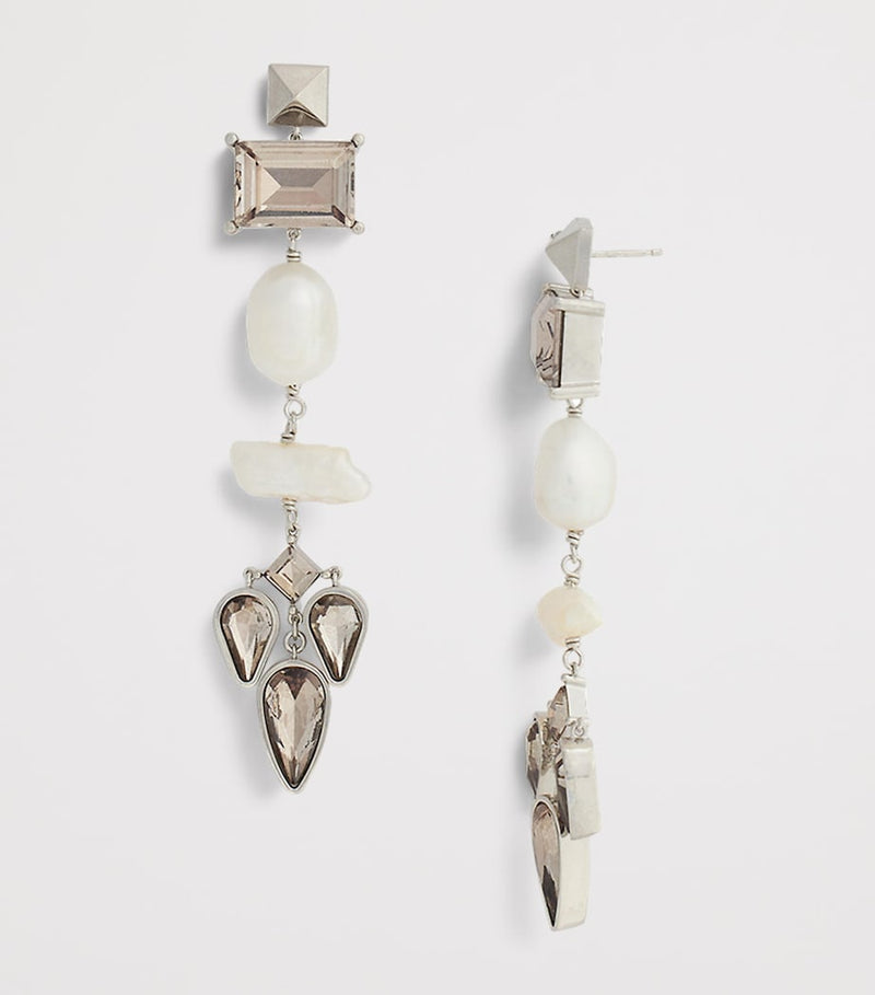 Ralph Lauren pearl and crystal drop earrings 11cm - British product