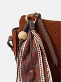 Accessorize brown faux suede crossbody bag with scarf charm (British brand)