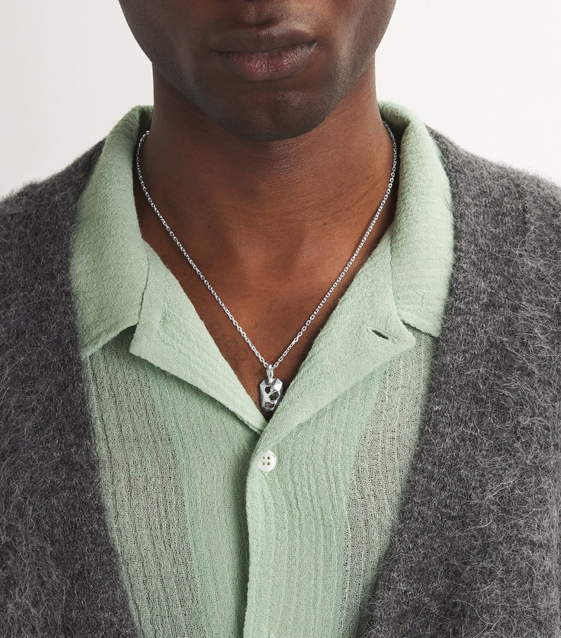 The Ouze sterling silver necklace with raw sapphires 50cm - British product