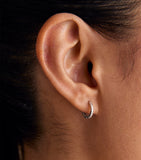 Astrid & Miyu white gold ridged huggie hoop earrings, UK version