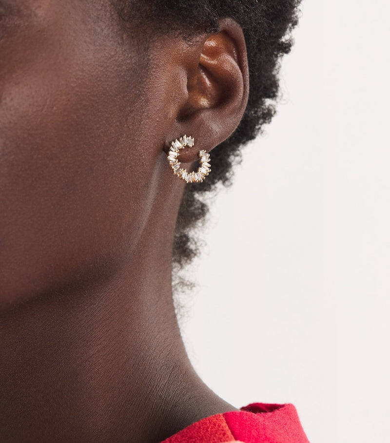 Suzanne Kalan yellow gold diamond hoop earrings, UK version