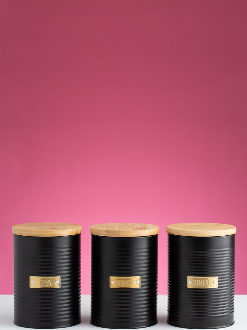 Typhoon Black Otto Tea, Coffee & Sugar Storage