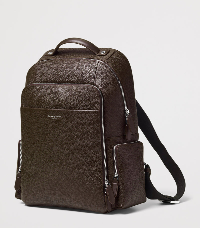 Aspinal of London pebbled leather reporter zipped backpack (British brand)