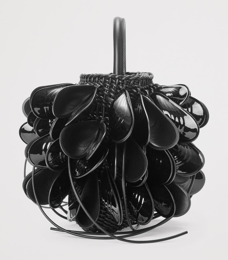 LOEWE Leather Shell Bucket Bag with woven texture, imported from the UK