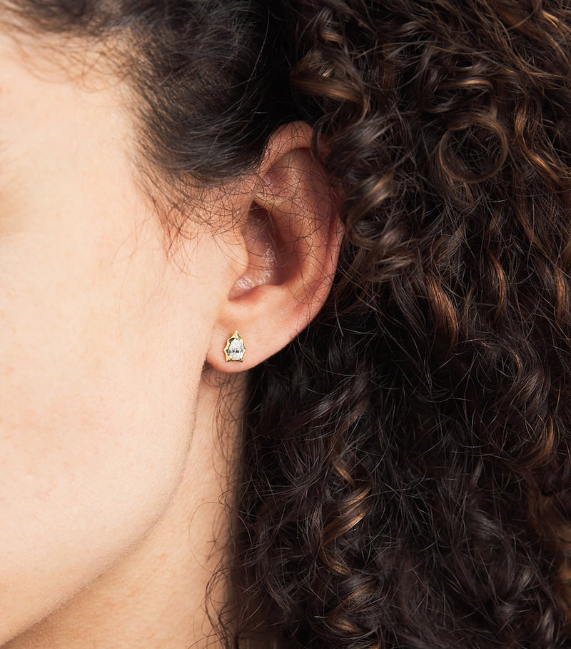Jade Trau Envoy yellow gold diamond stud earrings, UK version