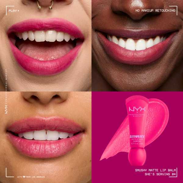 NYX Professional Makeup Smushy Matte Lip Balm Shes Serving, imported from the UK