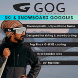 GOG Eyewear unisex ski and snowboard goggles, imported from the UK