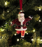 Harrods Father Christmas tree decoration glass ornament with velvet ribbon, imported from the UK