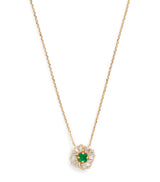Harrods Suzanne Kalan Yellow Gold Diamond and Emerald Princess Flower Necklace- Buy online at McGrocer