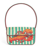 STAUD beaded Tommy shoulder bag with lobster embroidery (British brand)