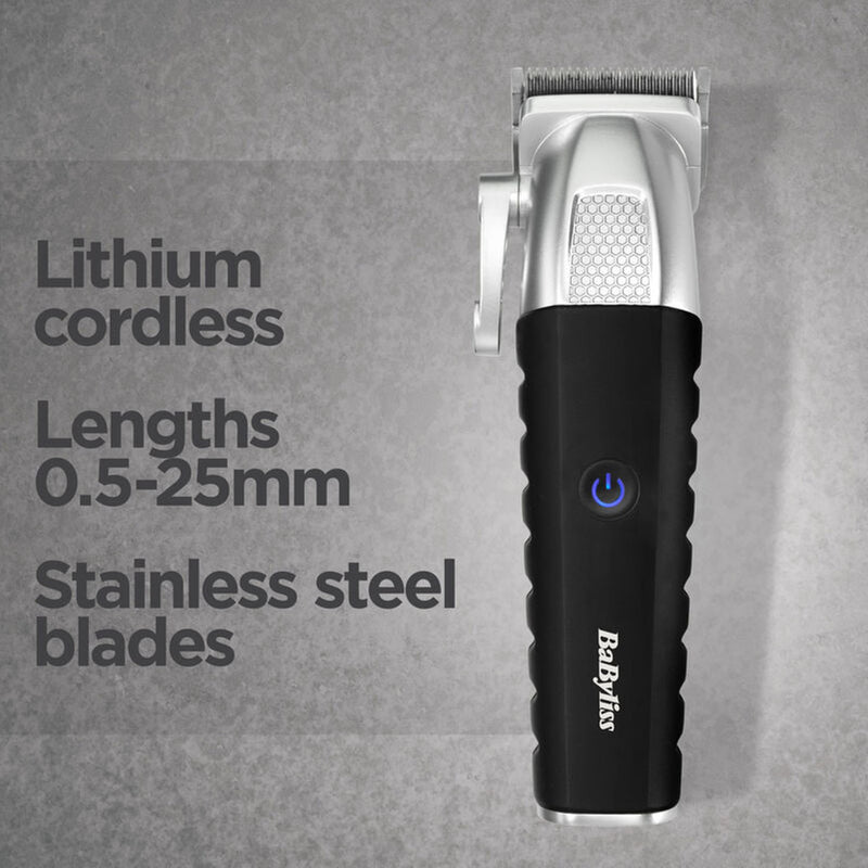 BaByliss lithium power hair clipper with stainless steel blades, UK version