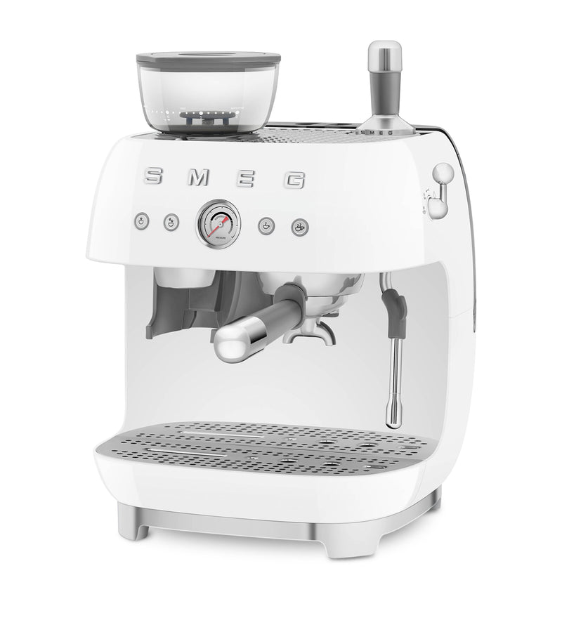 Smeg EGF03WHUK espresso coffee machine with grinder (British brand)