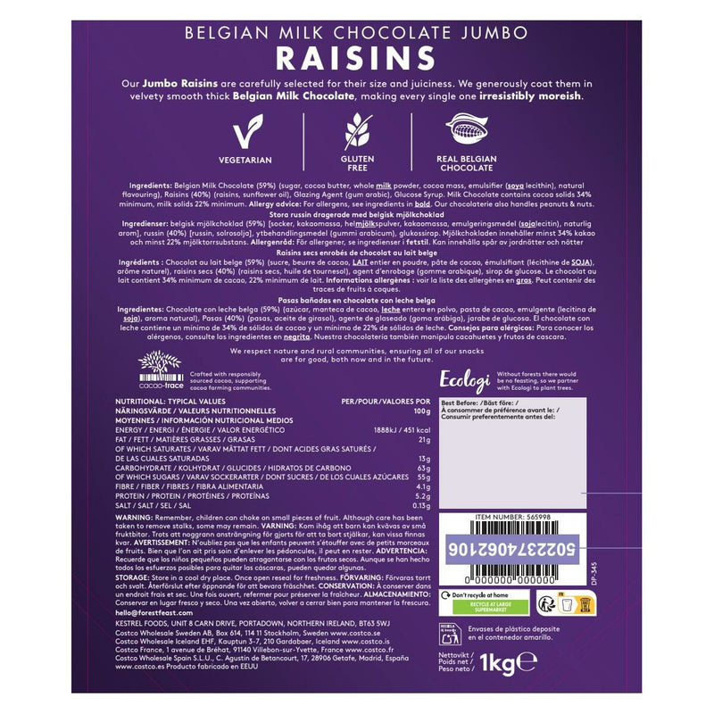 Forest Feast Milk Chocolate Covered Raisins 1kg - British product