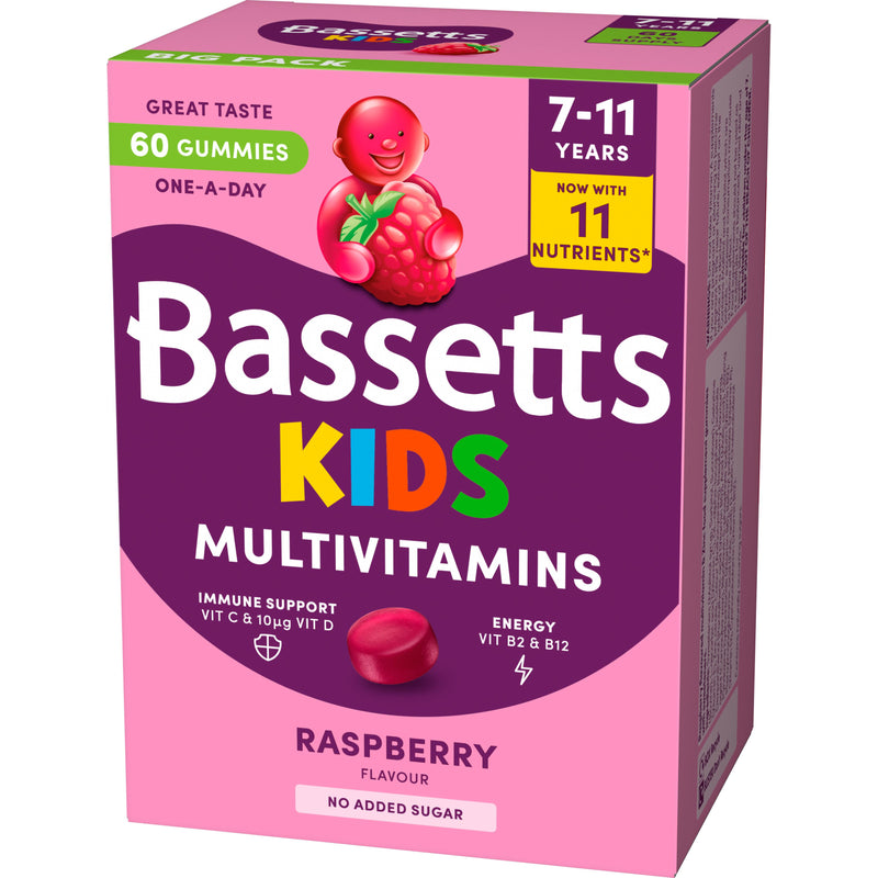 Bassetts kids multivitamin gummies raspberry 60 gummies (British brand)