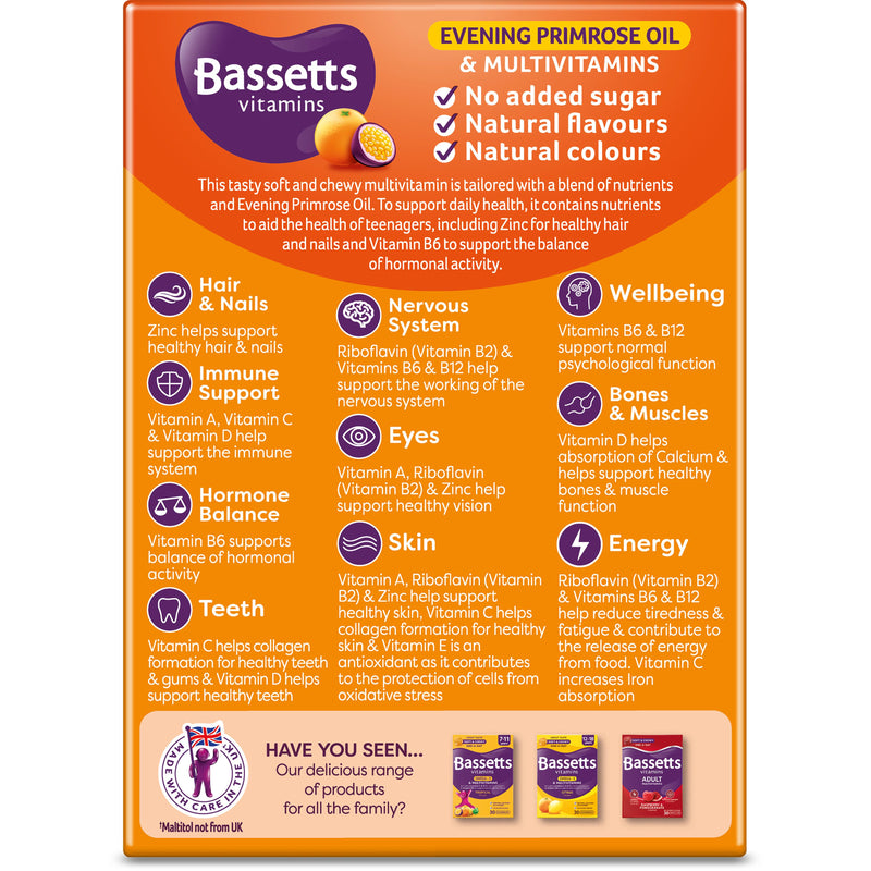 Bassetts multivitamin pastilles evening primrose oil 30 count - British product