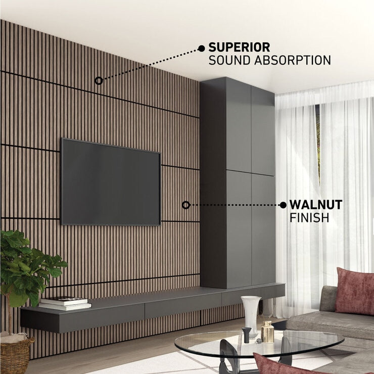 Artika acoustic wall panels Walnut and Black 4-pack, imported from the UK