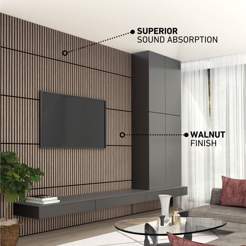 Artika acoustic wall panels Walnut and Black 4-pack, imported from the UK