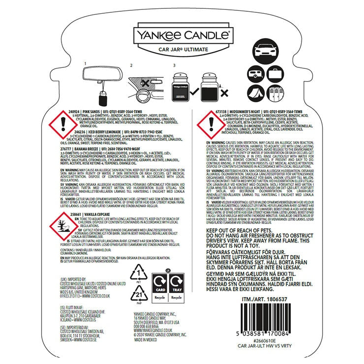 Yankee Candle car jar air freshener variety pack - British product