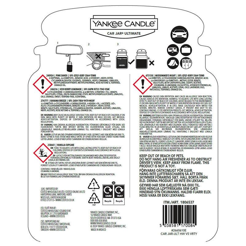 Yankee Candle car jar air freshener variety pack - British product
