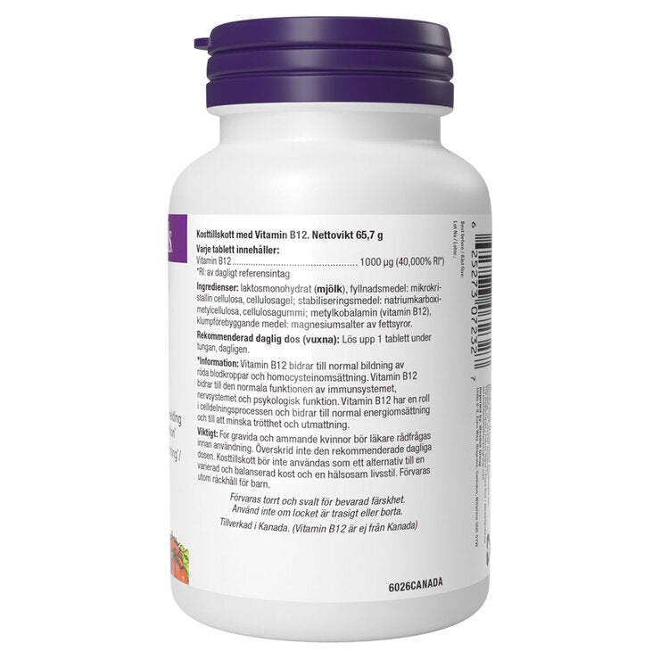 Webber Naturals B12 1000mcg sublingual tablets 365 count, UK version