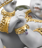 Lladró porcelain sculpture Krishna on Leaf 15cm, imported from the UK