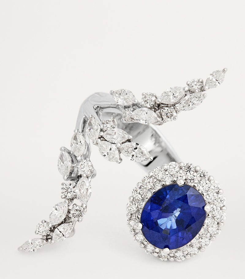 Yeprem white gold diamond sapphire ring, imported from the UK